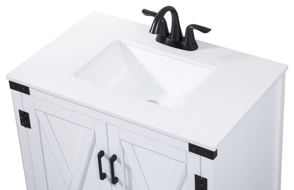 Home Living 19" Farmhouse White-Light Bathroom Vanity