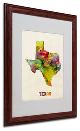 'Texas Map' Matted Framed Canvas Art by Michael Tompsett