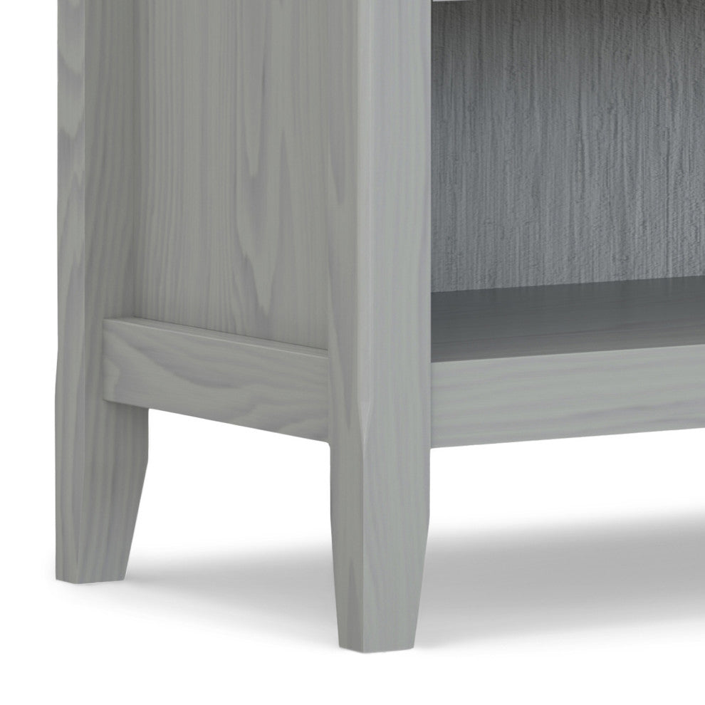 Amherst Solid Wood Bedside Table, Fog Grey