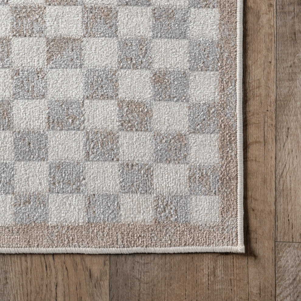 Nuloom Nikita Faded Geometric Machine Washable Area Rug, Beige 2'8"x6'