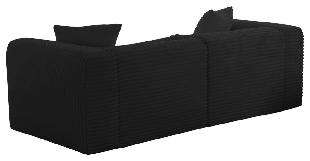 Tarra Fluffy Oversized  Corduroy Modular Loveseat, Black