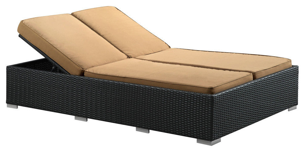 Evince Double Outdoor Patio Chaise, Espresso Mocha
