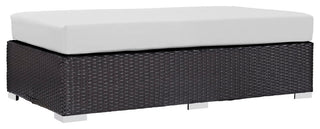 Convene Outdoor Patio Fabric Rectangle Ottoman, Espresso White