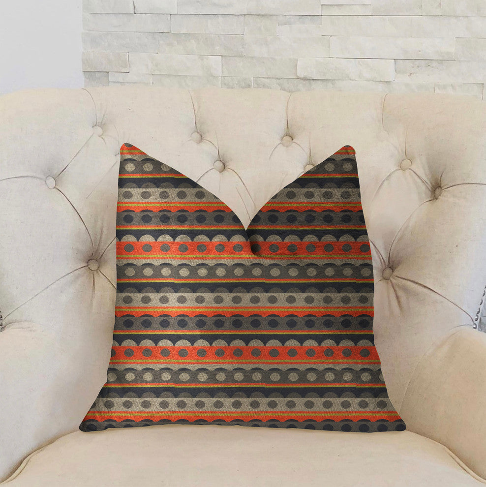 Story Circle Red, Blue and Gray Luxury Throw Pillow, 20"x30" Queen