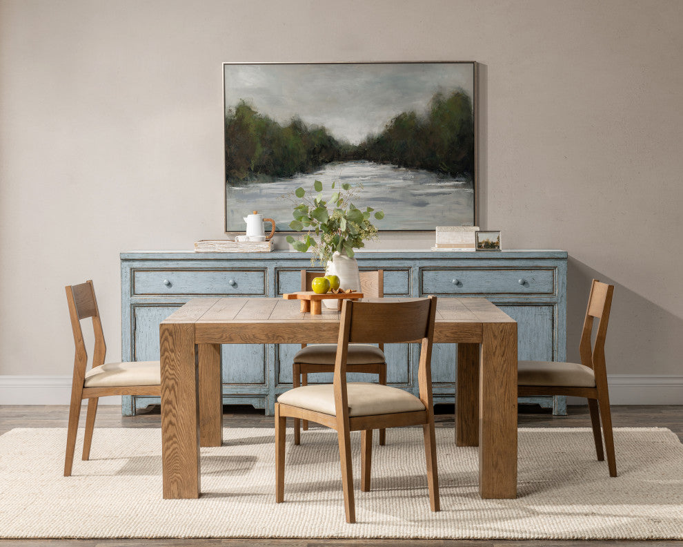 Gilcrest Square Aged Oak Wood Dining Table