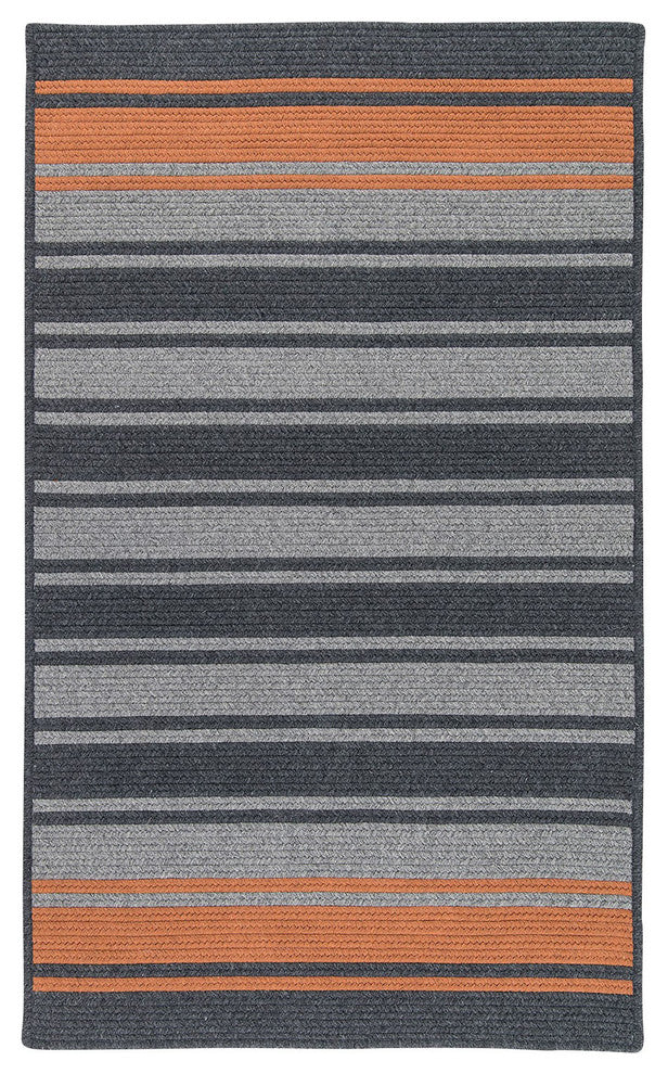 Frazada Stripe FZ29 Charcoal /Orange Stripes Area Rug, Rectangular 5'x7'