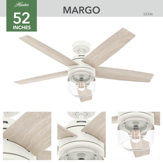 Hunter 52" Margo Textured White Ceiling Fan, LED Light Kit and Handheld Remote