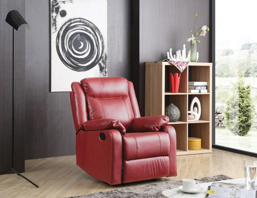 Osino Faux Leather Rocker Recliner, Red