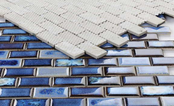 Mosaic Brick Series Handmade Porcelain Tile For Swimming Pool, Wet Areas & More, Royal Blue