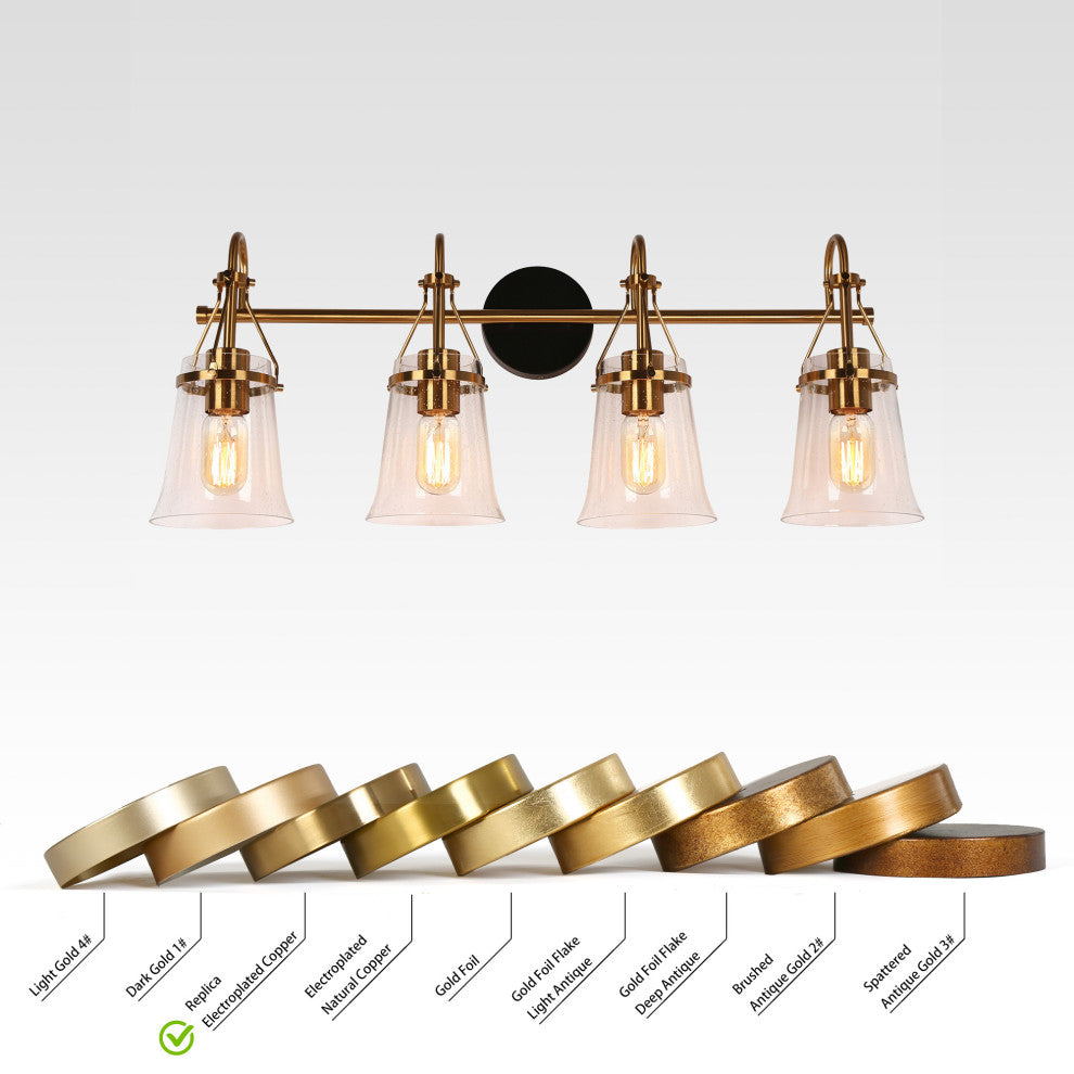 LNC Polished Gold Modern Seeded-Glass Wall Sconce, 4 Lights