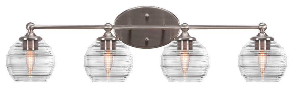 Capri 4-Light Bath Bar, Brushed Nickel/Clear Ribbed