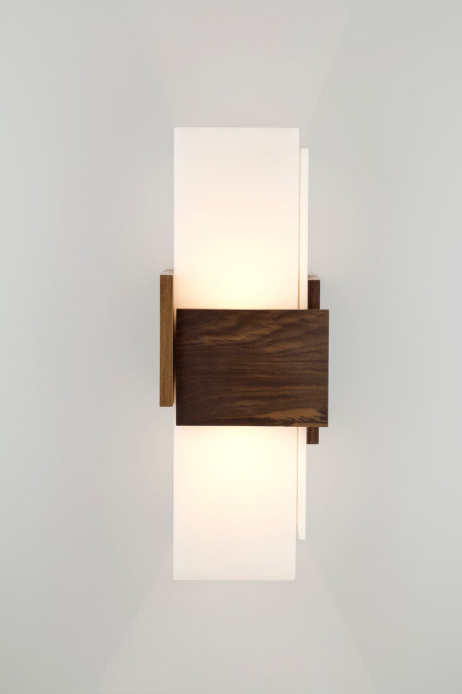 Acuo GU24 Wall Sconce, Walnut, Frosted, Fluorescent