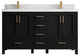Malibu 60 Double Sink Bathroom Vanity in Black 2" Calacatta Laza