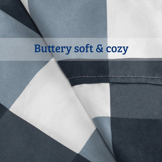 Bare Home Twin XL 1800 Microfiber Sheet Set, Gingham Blue