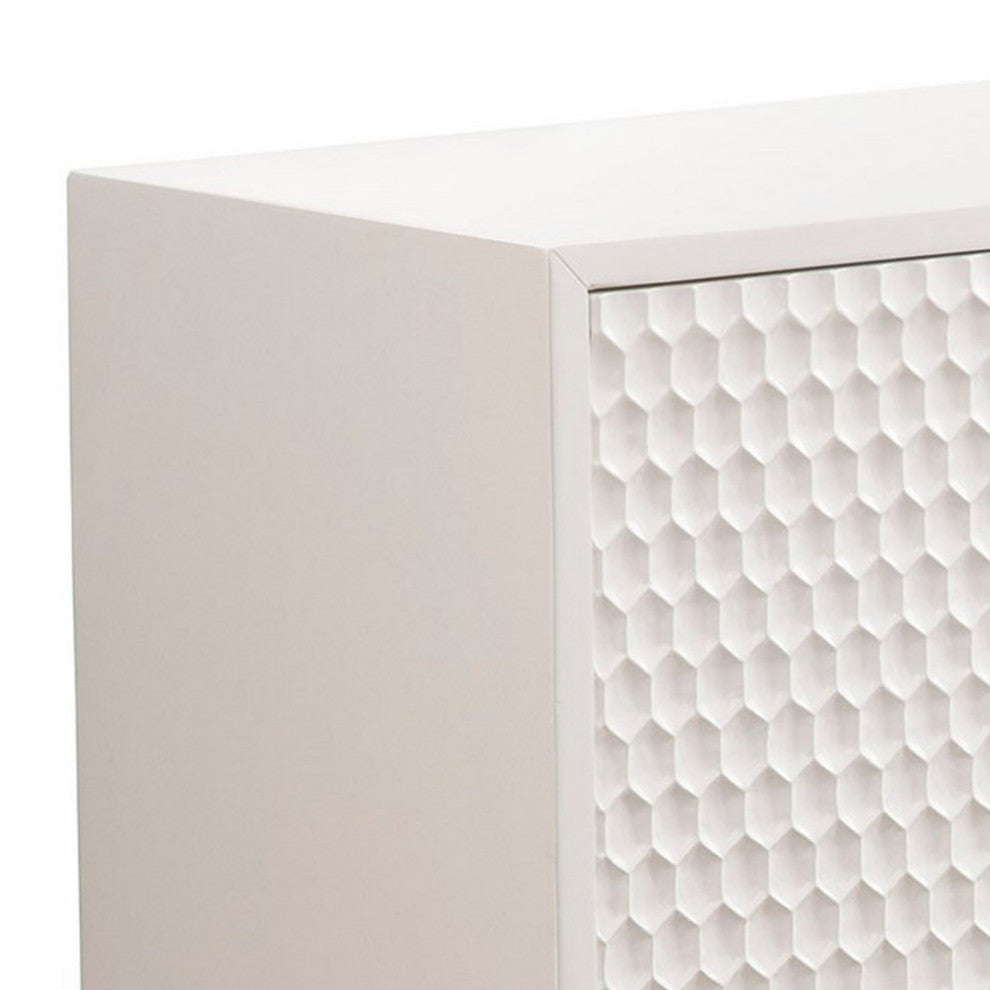 Benzara BM284254 64" TV Media Entertainment Center Console, 3 Drawers, White