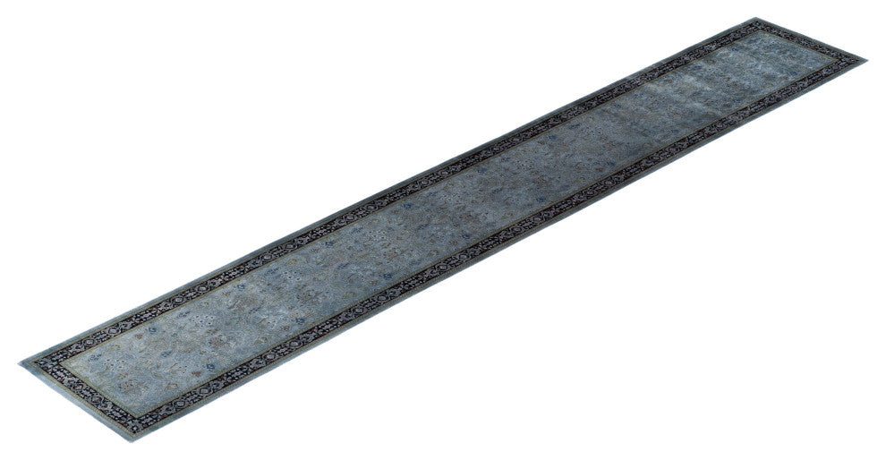 Overdyed One-of-a-Kind Hand-Knotted Area Rug Black, 2' 6" x 16' 4"