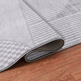 Low-Pile Rylan Gray/Ivory Rug, Gray, 10'x14'