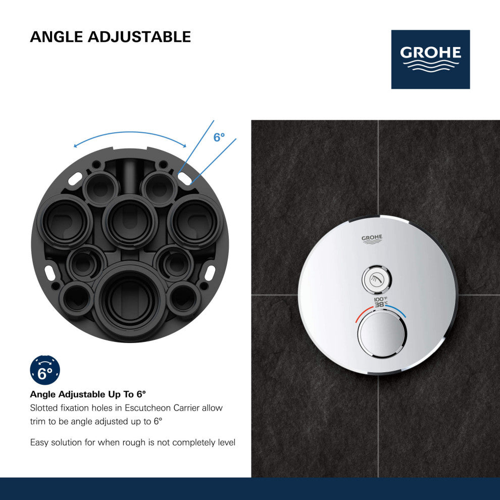 Grohe 29 136 Grohtherm Single Function Thermostatic Valve Trim - Hard Graphite
