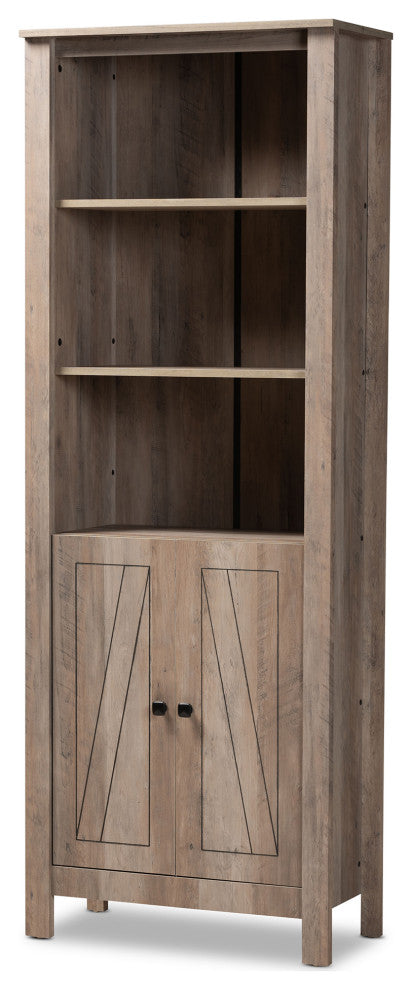Derek Modern Transitional Natural Oak Finished Wood 2-Door Bookcase