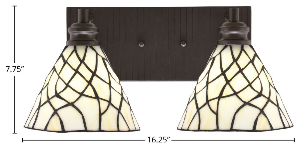 Edge 2-Light Bath Bar, Espresso Finish, 7" Sandhill Art Glass