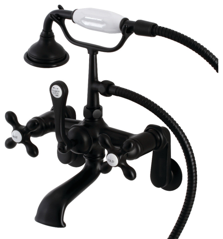 AE57T0 Wall Mount Tub Faucet With Hand Shower, Matte Black