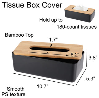 Black Padang Rectangular Tissue Box Cover Dispenser Bamboo