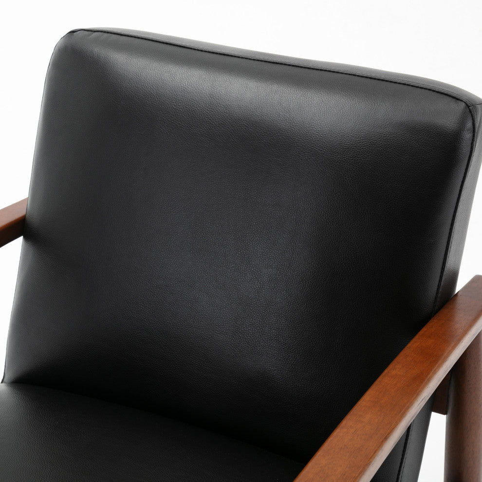 Austin Black Leather Gel Wooden Base Accent Chair, Black