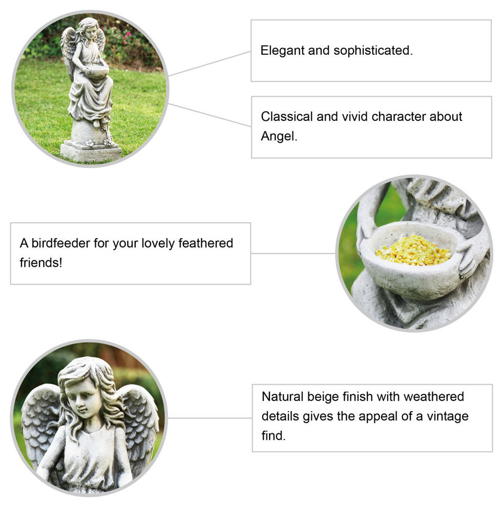 31.25"H MGO Angel Garden Statue With a Birdbath