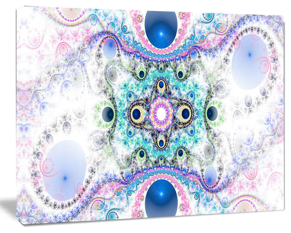Cryptical Blue Fractal Pattern, Abstract Wall Art Canvas, 40x30
