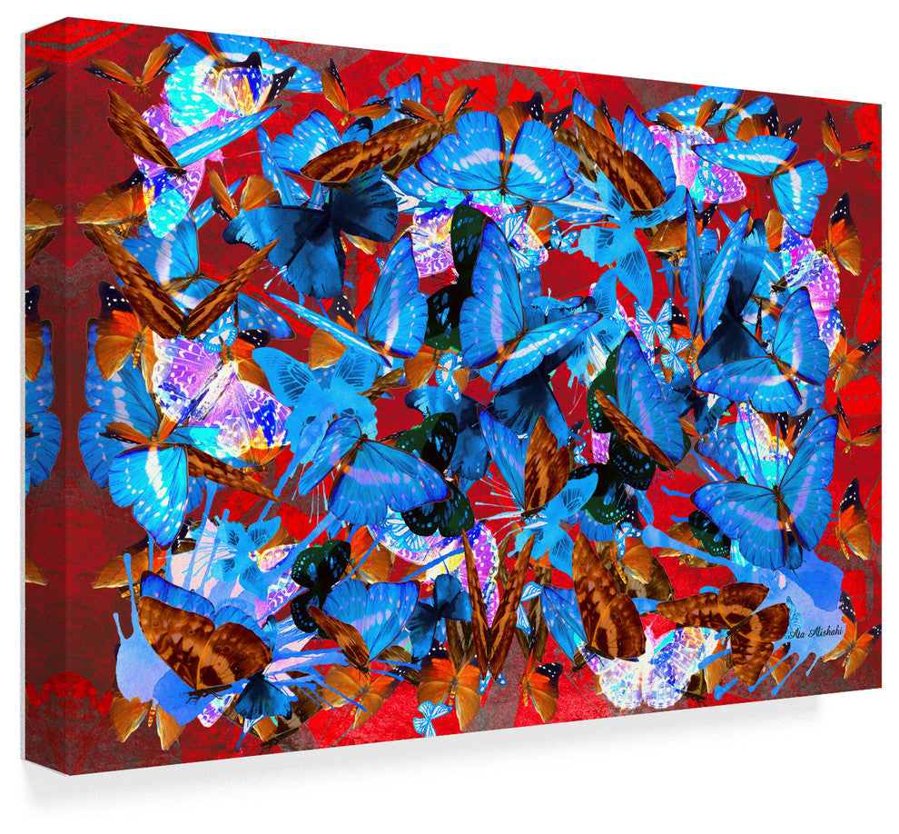 "Red And Blue Abstract" by Ata Alishahi, Canvas Art, 30"x47"