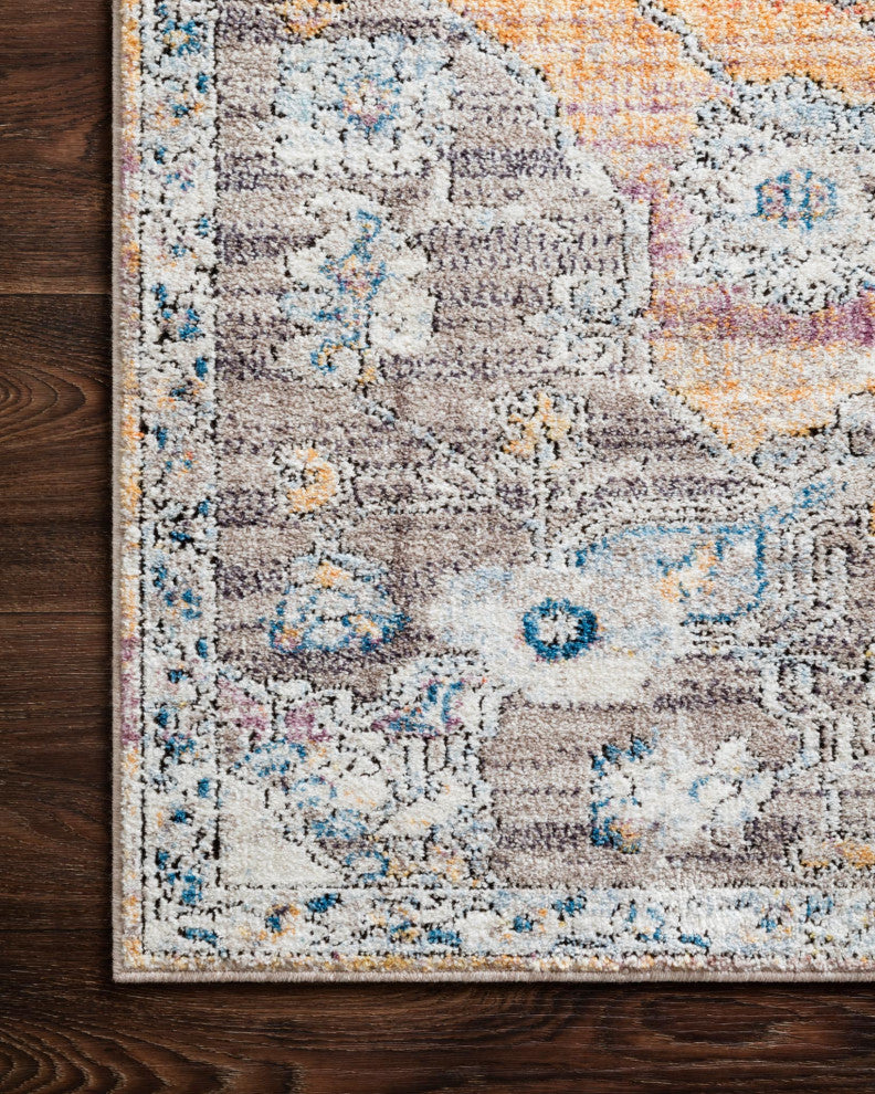 Polyester Pile Dante DN-06 Area Rug by Loloi II, Natural/Sunrise, 5'3"x7'2"