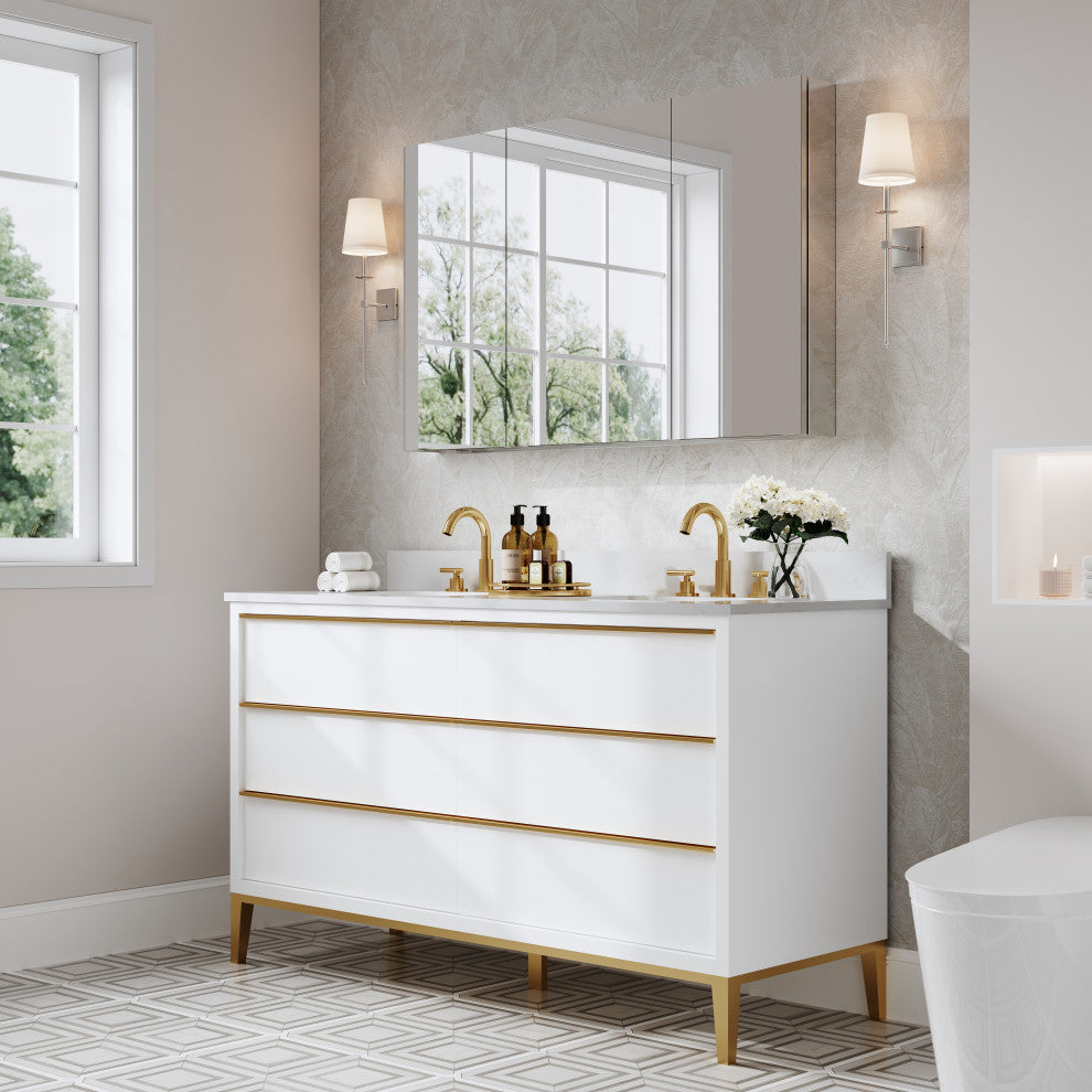 Recessed/Surface Mount Bathroom Medicine Cabinet, Soft-Close Blum Hinges, 48"x30", Triple Swing