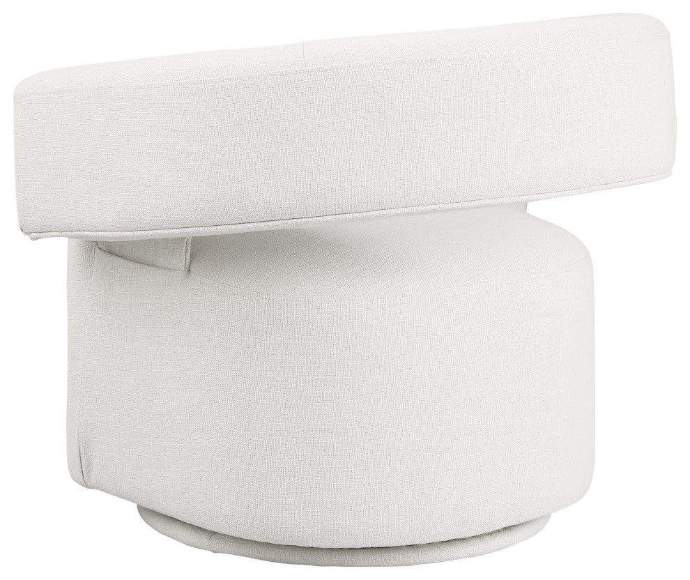 Niya Linen Textured Fabric Upholstered Swivel Accent Chair, Cream