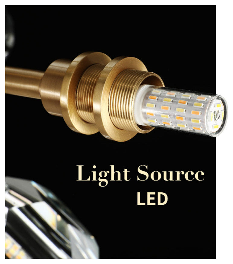 Introd | Luxury Crystal LED Chandelier for Dining Room, Kitchen, Living Room, 9 Heads, Warm Light