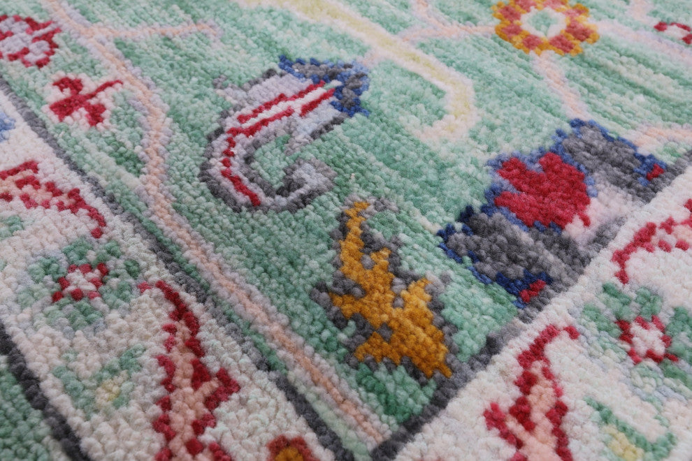9' Square Handmade Turkish Oushak Wool Rug - Q13364