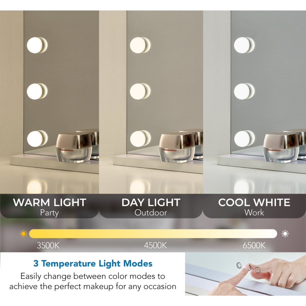 Inspired Home Abdirahman Mirror, LED Bulbs, Color Modes, 20.4Lx4.7Wx16.7H