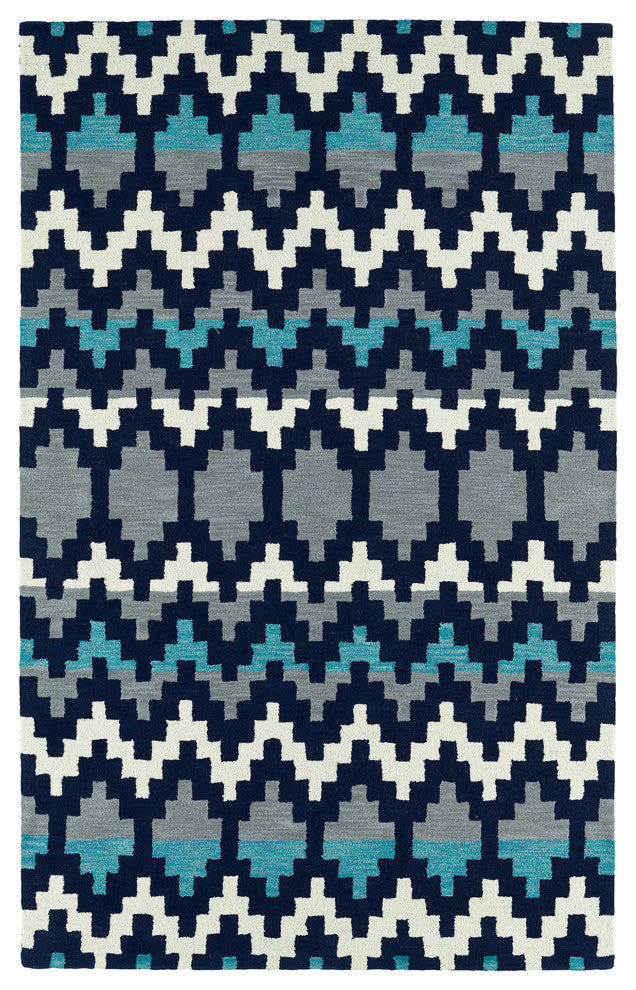 Kaleen Hand-Tufted Lakota Wool Rug, Navy, 9''x12''