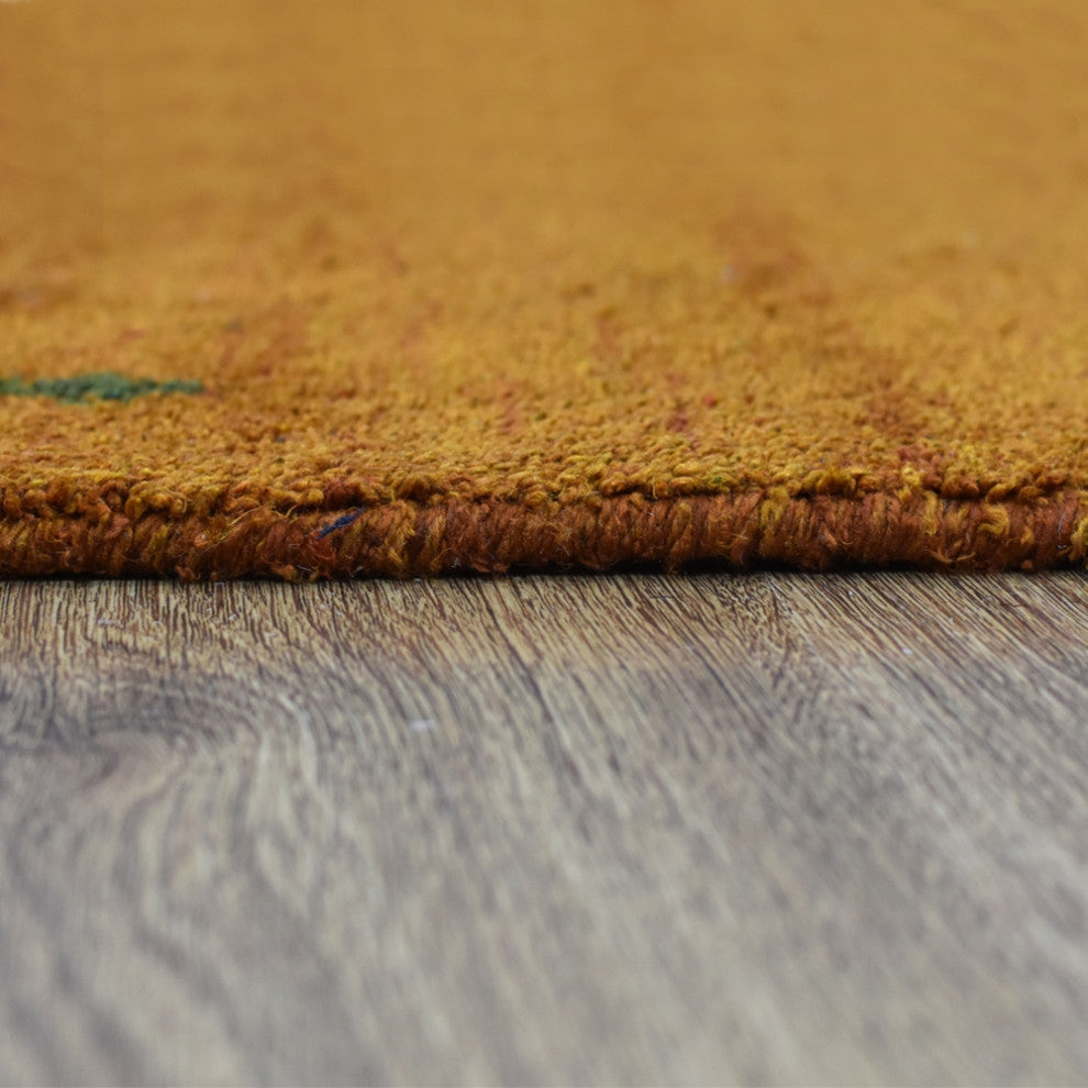 HAND KNOTTED LOOM SILK ECO-FRIENDLY RUGS-2'8''x12',Runner,Orange,Contemporary