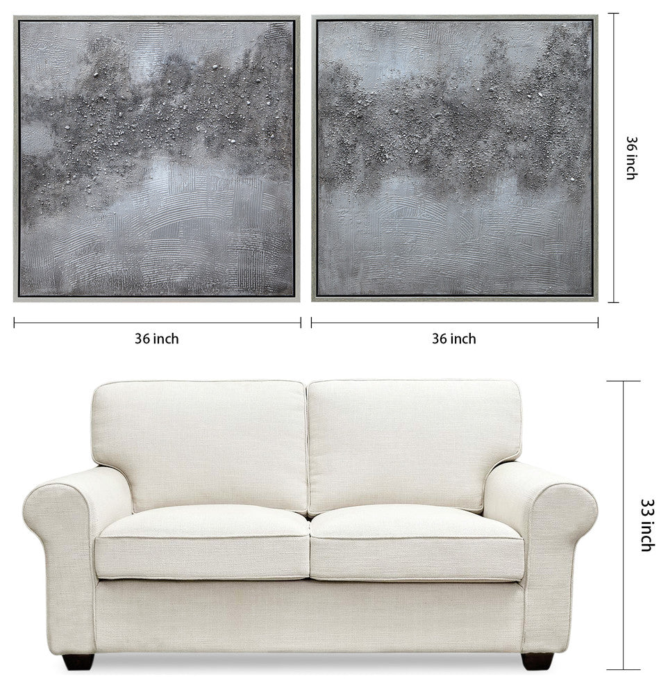 "Fog" Abstract Diptych Textured Metallic Hand Painted Wall Art by Martin Edwards