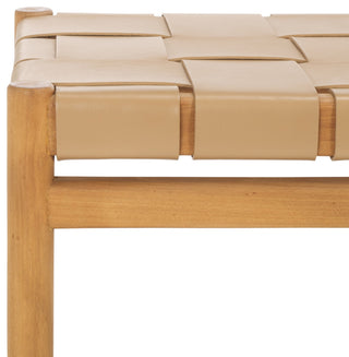 Safavieh Couture Devnie Woven Leather Bench, Tan/Natural