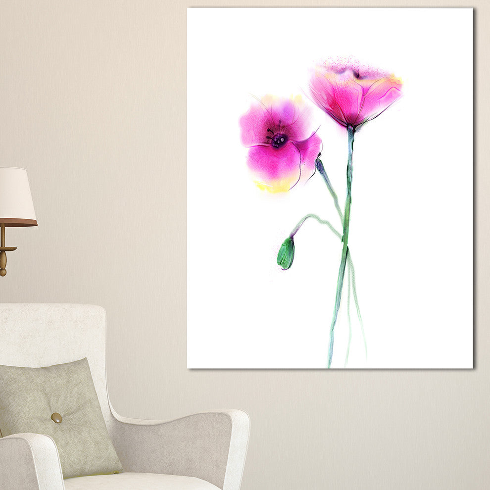 "Pair of Large Purple Poppy Flowers" Flower Canvas Wall Art, 30"x40"