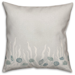 Blue Shell and White Coral Border on Blue 18 x 18 Spun Poly Pillow