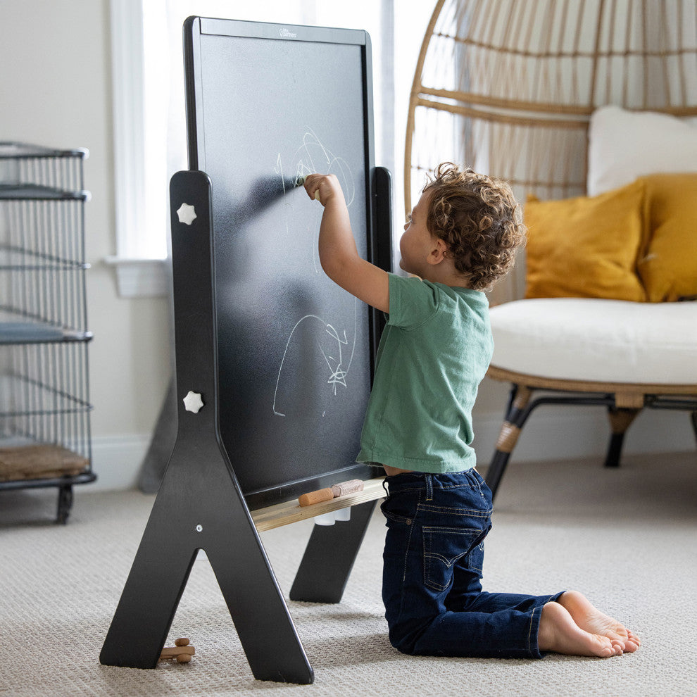Little Partners Contempo Adjustable Height Art Easel, Charcoal With Natural