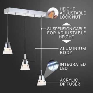 Alain 1-Light Adjustable Metal Integrated LED Pendant, 19.5"