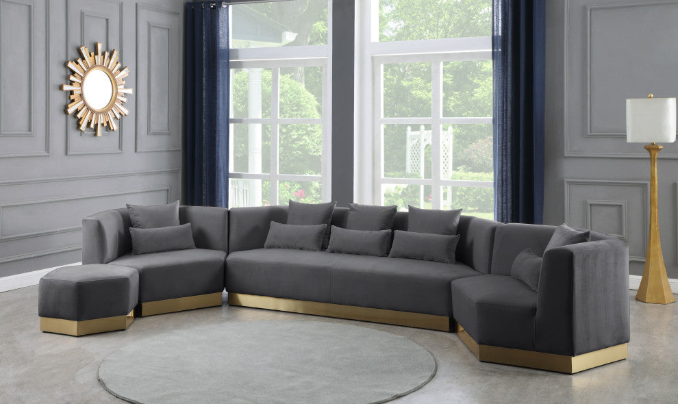 Marquis Velvet Upholstered Set, Gray, Sofa
