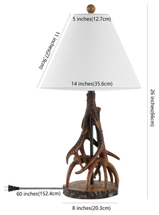 Cabell 26" Farmhouse Rustic Iron LED Table Lamp, Brown/White