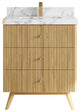 Pasadena 30" Single Sink Bath Vanity, Light Natural Teak 2" Calacatta Poanazzo