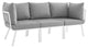Riverside 3 Piece Outdoor Patio Aluminum Sectional Sofa Set - White Gray