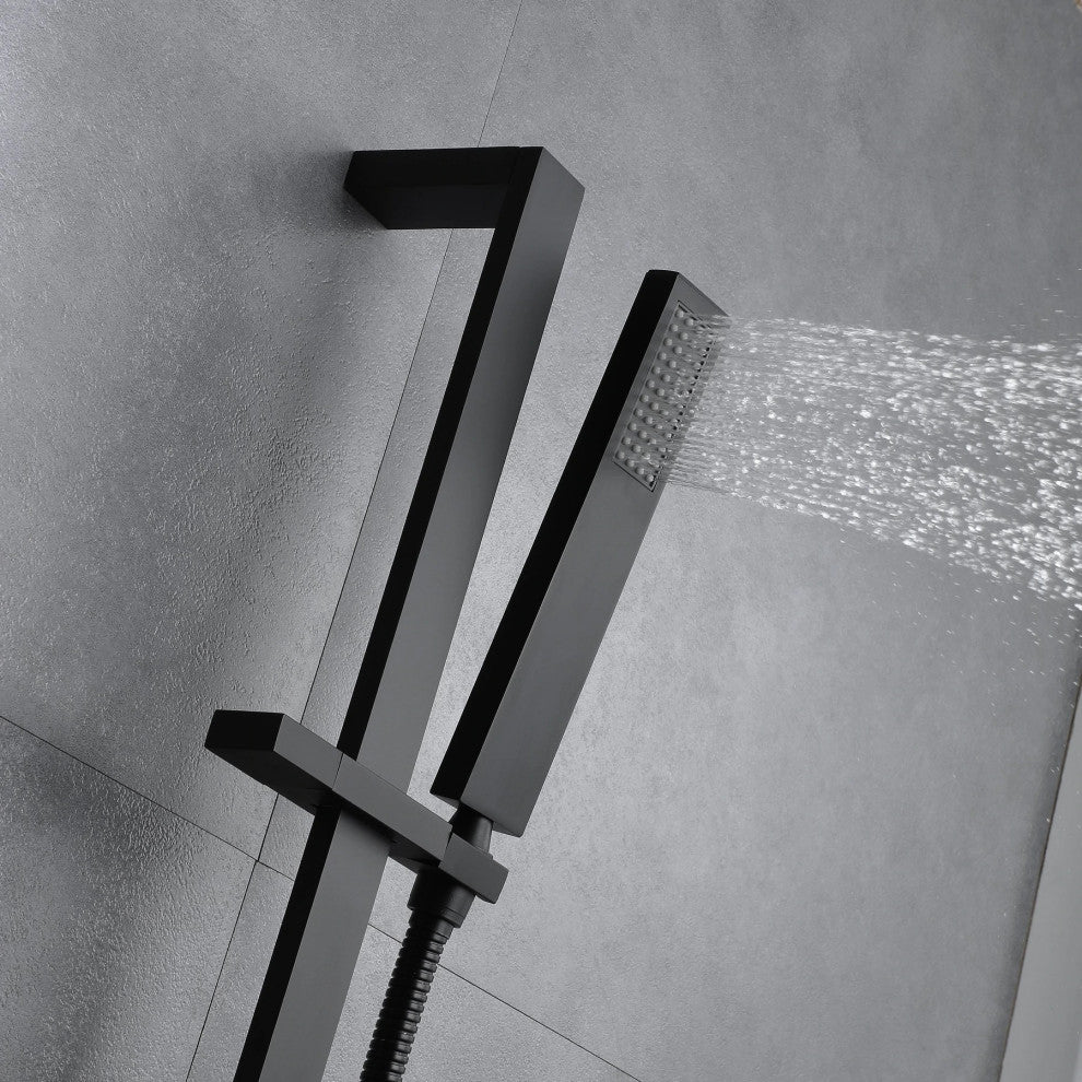 Touch Panel Controlled LED Shower System, Matte Black D - Touch Panel Light