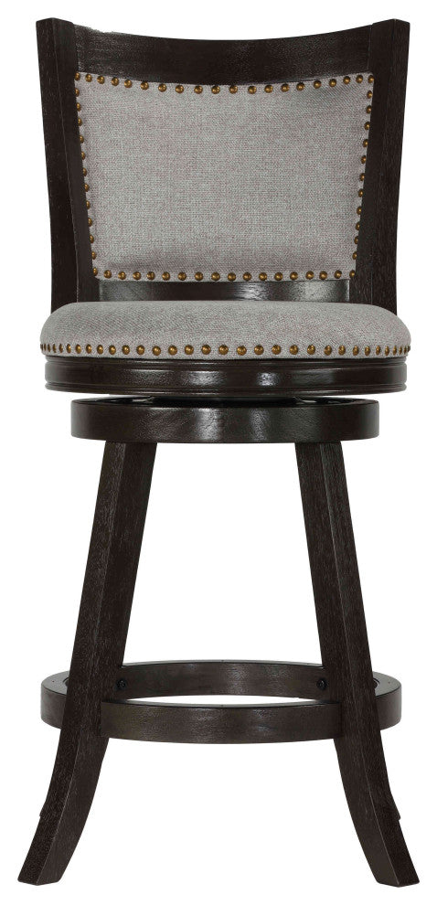 Ferne Solid Wood Swivel Counter Stool, 24" Gray Fabric